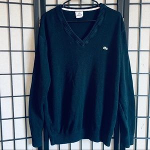 Lacoste Black V-Neck Sweater for Men